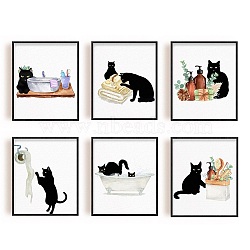 Chemical Fiber Oil Canvas Hanging Painting, Home Wall Decoration, Rectangle, Cat Pattern, 250x200mm, 6pcs/set(AJEW-WH0173-153)