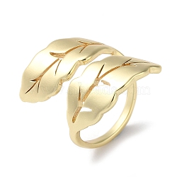 Rack Plating Brass Open Rings, Leaf Cuff Finger Ring for Women, Long-Lasting Plated, Lead Free & Cadmium Free, Real 18K Gold Plated, US Size 7 1/2(17.7mm)
(RJEW-K247-06G)
