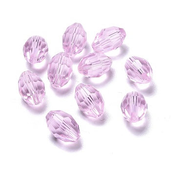 Glass Imitation Austrian Crystal Beads, Faceted, Oval, Pearl Pink, 11x8mm, Hole: 0.8~1.4mm