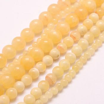Natural Honey Jade Beads Strands, Round, 6mm, Hole: 1mm, about 68pcs/strand, 15.75 inch(40cm)