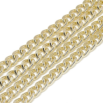 Unwelded Aluminum Curb Chains, Light Gold, 9x6.8x1.8mm