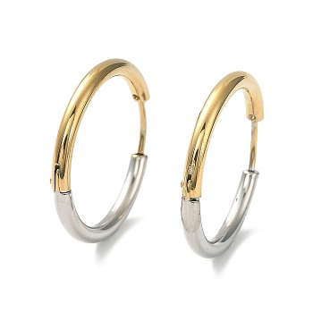 Ion Plating(IP) Two Tone 304 Stainless Steel Huggie Hoop Earrings, with 316 Surgical Stainless Steel Pins for Women, Golden & Stainless Steel Color, 10 Gauge, 24x25x2.5mm