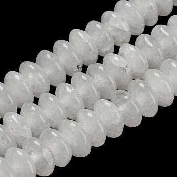 Natural White Jade Beads Strands, Saucer Beads, Rondelle, 6.5x3mm, Hole: 1mm, about 118~119pcs/strand, 15.35 inch(39cm)