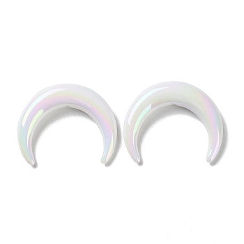 Opaque Acrylic Beads, Moon, White, 27.5x33x7mm, Hole: 2mm
