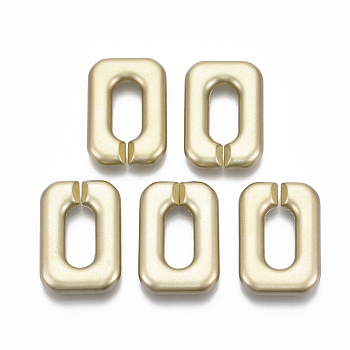 Spray Painted CCB Plastic Linking Rings, Quick Link Connectors, For Jewelry Cross Chains Making, Rectangle, Gold, 34x23x6mm, Inner Diameter: 8x18mm