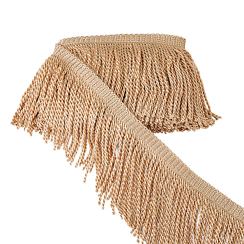 4M Polyester Tassel Lace Ribbon, Fringe Lace Trim, Macrame Lace Ribbon, Pale Goldenrod, 6-1/8~6-1/4 inch(155~160mm), about 4.37 Yards(4m)/Bag