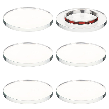 Transparent Glass Display Pedestals, Flat Round, Clear, 10.2x1cm