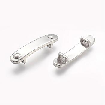 304 Stainless Steel Slide Charms, Rectangle, Stainless Steel Color, 37x8x7mm, Hole: 2x5.5mm