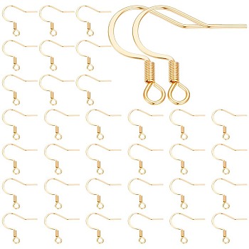 304 Stainless Steel French Earring Hooks, Flat Earring Hooks, Ear Wire, with Horizontal Loop, Golden, 15x19x2mm, Hole: 2mm, 21 Gauge, Pin: 0.7mm, 100pcs/box