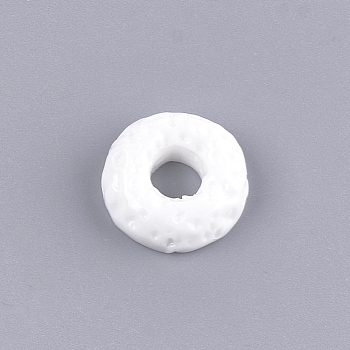 Resin Decoden Cabochons, Donut, Imitation Food, White, 16x5.5mm