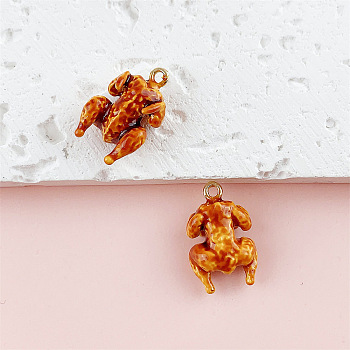 Alloy Enamel Pendants, Roast Duck Charms, Golden, 19x12x7mm, Hole: 1.6mm