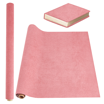 DIY Imitation Leather Fabric, with Paper Back, Kraft Cardboard Mailing Tubes and Handmade Soap Wrap Bands, Pink, 430x1000mm, 1 sheet