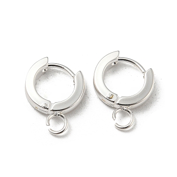 201 Stainless Steel Huggie Hoop Earrings Findings, with Vertical Loop, with 316 Surgical Stainless Steel Earring Pins, Ring, Silver, 11x2.5mm, Hole: 2.7mm, Pin: 1mm