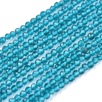 Glass Beads Strands, Imitation Quartz, Faceted, Round, Deep Sky Blue, 2mm, Hole: 0.5mm,  about 175pcs/strand, 14.9 inch(38cm)