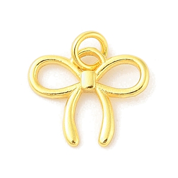 925 Sterling Silver Bowknot Charms with Jump Rings & 925 Stamp, Golden, 12x10x1.5mm, Hole: 2mm