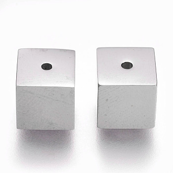 304 Stainless Steel Cord Ends, End Caps, Square, Stainless Steel Color, 8x8x8mm, Hole: 1.2mm, Inner Diameter: 6mm