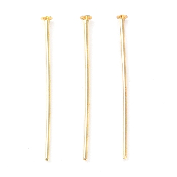 Brass Flat Head Pins, Real 18K Gold Plated, 26x0.6mm, Head: 2mm