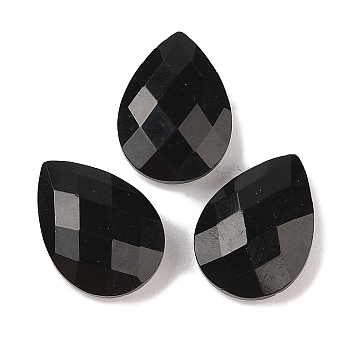 Natural Obsidian Cabochons, Teardrop, Faceted, 18x13x6mm