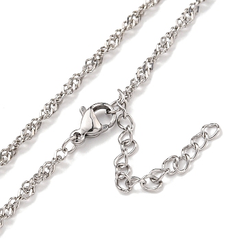 304 Stainless Steel Wheat Chain Necklaces, Stainless Steel Color, 17.80x0.10 inch(45.2x0.25cm)