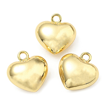 Brass Pendants, Long-Lasting Plated, Lead Free & Cadmium Free, Heart Charm, Real 18K Gold Plated, 15.5x15x8.5mm, Hole: 2mm