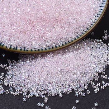 MIYUKI Delica Beads, Cylinder, Japanese Seed Beads, 11/0, (DB0082) Transparent Pale Pink AB, 1.3x1.6mm, Hole: 0.8mm, about 10000pcs/bag, 50g/bag