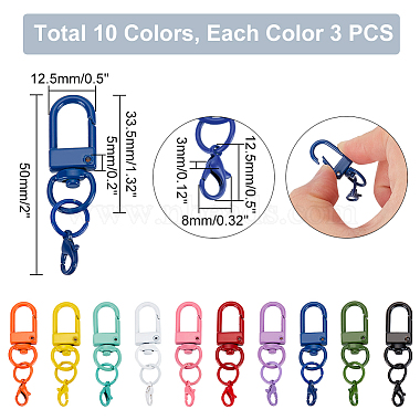 WADORN 3 Sets Spray Painted Alloy Swivel Snap Hooks Clasps(KEYC-WR0001-36)-2