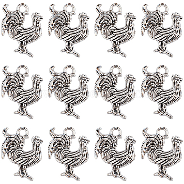 Antique Silver Rooster Alloy Pendants