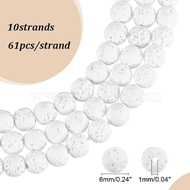 Brins de perles de pierre de lave synthétique(X-G-S247-6mm-08-1)-2