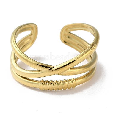 304 Stainless Steel Open Cuff Ring(RJEW-H215-02G)-2