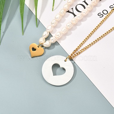 Набор ожерелий с подвесками в форме сердца для девушек и женщин(NJEW-JN03682)-6