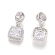 Brass Micro Pave Clear Cubic Zirconia European Dangle Charms(OPDL-L016-13P)-2