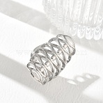 304 Stainless Steel Finger Rings, Horse Eye, Long-Lasting Plated, Stainless Steel Color, 36mm, US Size 7(17.3mm)(SA-CBA289B-07P)