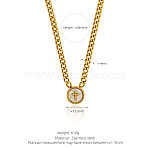 304 Stainless Steel & Natural White Shell Coin Pendant Curb Chain Necklaces for Women, Golden, Cross, 14.96 inch(38cm)(WG4C473-01)