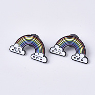 Creative Zinc Alloy Brooches, Enamel Lapel Pin, with Iron Butterfly Clutches or Rubber Clutches, Electrophoresis Black Color, Rainbow, Colorful, 17.5x33mm, Pin: 1mm(JEWB-Q031-079)