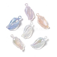 UV Plating Acrylic Pendants, with Glitter Powder, AB Color, Conch Charm, Mixed Color, 33x15x11.5mm, Hole: 3mm(PACR-M003-09)