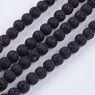 Natural Lava Rock Beads Strands, Round, 6~7mm, Hole: 1mm, about 63pcs/strand, 15.35 inch(G-F436-6mm)