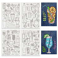 4 Sheets 11.6x8.2 Inch Stick and Stitch Embroidery Patterns, Non-woven Fabrics Water Soluble Embroidery Stabilizers, Drink, 297x210mmm(DIY-WH0455-264)