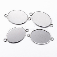 304 Stainless Steel Cabochon Connector Settings, Plain Edge Bezel Cups, Oval, Stainless Steel Color, Tray: 18.5x13.5mm, 24.5x14x1.5mm, Hole: 2mm(STAS-H394-01P)