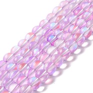 Synthetic Moonstone Beads Strands, Round, Violet, 8mm, Hole: 1mm, about 48pcs/strand, 14.57''~15.35''(37~39cm)(G-E573-02B-20)