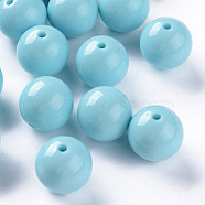 Opaque Acrylic Beads, Round, Sky Blue, 20x19mm, Hole: 3mm, about 111pcs/500g(MACR-S370-C20mm-A07)