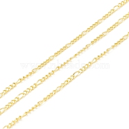 Brass Figaro Chains, Long-Lasting Plated, with Spool, Cadmium Free & Lead Free, Soldered, Real 18K Gold Plated, link: 3x1.5x1mm and 2x1.5x1mm, about 32.8 Feet(10m)/roll(CHC-D030-16G-RS)