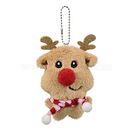 Christmas Theme Cloth Plush Doll Pendant Decorations, with Ball Chain for Bag Ornaments, Deer, 156mm(HJEW-D030-01E)