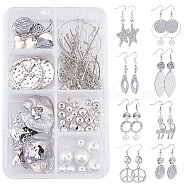 SUNNYCLUE DIY Earring Making Kit, Including Glass & Alloy & Non-magnetic Synthetic Hematite Beads, Alloy & Brass & Iron & Cowhide Leather Pendants, Alloy & Brass Links, Brass Earring Hooks & Jump Rings & Pins, Mixed Color, 116pcs/box(DIY-SC0017-23)