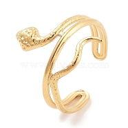 304 Stainless Steel Snake Open Cuff Rings for Women, Golden, 17mm, Inner Diameter: Adjustable(RJEW-K273-09G)