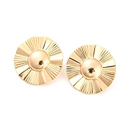 Rack Plating Brass Stud Earring Findings, with Vertical Loops, Sunflower, Real 18K Gold Plated, 30mm, Hole: 2.5mm, Pin: 0.8mm(KK-M261-55G)