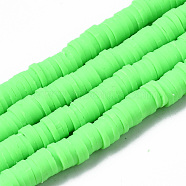 Handmade Polymer Clay Beads Strands, for DIY Jewelry Crafts Supplies, Heishi Beads, Disc/Flat Round, Lime, 6x0.5~1mm, Hole: 1.8mm, about 290~320pcs/strand, 15.75 inch~16.14 inch(40~41cm)(CLAY-R089-6mm-131)
