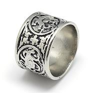 Alloy Finger Rings, Wide Band Rings, Chunky Rings, Size 11, Antique Silver, 21mm(RJEW-S038-115-21mm)