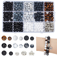 DIY Beads Jewelry Making Finding Kit, Inlcuidng Natural & Synthetic Mixed Gemstone Round Beads, CCB Plastic Tube Bails, Brass Rhinestone Spacer Beads, 6~8.5x3~8.5mm, Hole: 1~1.5mm, 435Pcs/box(DIY-NB0009-02)