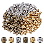 Tibetan Style Alloy Beads, Cadmium Free & Nickel Free & Lead Free, Column, Mixed Color, 6x6.5mm, Hole: 2~3mm, 3 colors, 60pcs/color, 180pcs/box(PALLOY-FH0001-09-NR)