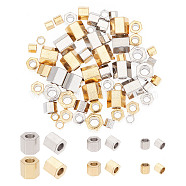 GOMAKERER 60Pcs 6 Styles 304 Stainless Steel Spacer Beads, Hexagon, Golden & Stainless Steel Color, 2.1~4.5x2.1~4.5x24mm, Hole: 1.4~1.8mm, 10pcs/style(STAS-GO0001-18)